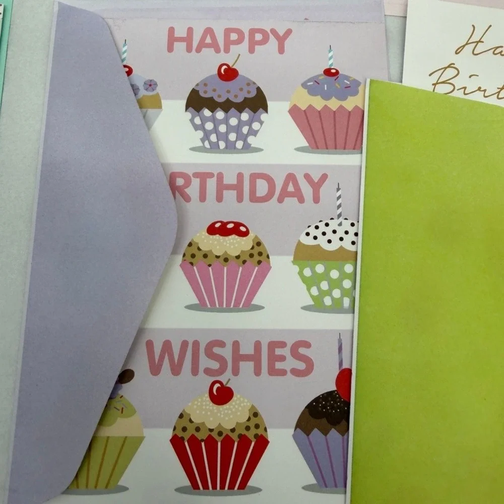 Birthday Greeting Card Mixed LOT of 8 Assortment Colorful Stationery Ephemera
